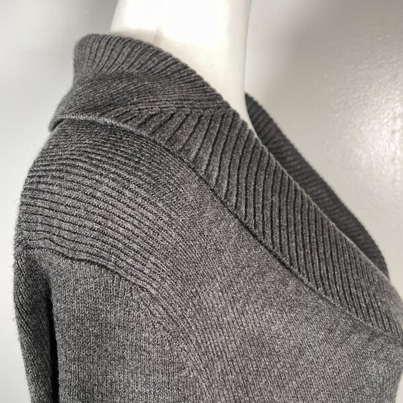 JM Collection Charcoal Gray Shawl Neck 1 Button Lock Long Sleeve Cardigan L - Picture 5 of 12